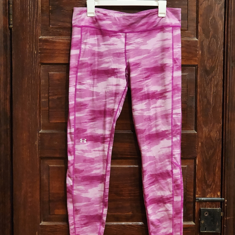 Under Armour Fuschia Camouflage Full Length Leggings Cold Gear Size XL - Picture 3 of 13